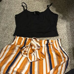 Strip shorts with tank top never worn